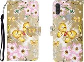 Voor OPPO A11 3D Gekleurde Tekening Horizontale Flip Leren Case met Houder & Kaartsleuf & Portemonnee (Gouden Vlinder)