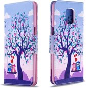 Voor Xiaomi Redmi Note 9S / Note 9 Pro / Note 9 Pro Max Gekleurde tekening Horizontale flip lederen tas met houder & kaartsleuven & portemonnee (twee uilen)