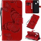 Voor Galaxy M11 3D vlinders reliëf patroon horizontaal flip lederen tas met houder & kaartsleuf & portemonnee & lanyard (rood)