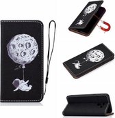 Voor Galaxy A6 + (2018) 3D Schilderen Horizontale Flip Leren Case met Houder & Kaartsleuf & Portemonnee & Lanyard (Spaceman)