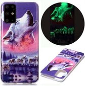 Voor Samsung Galaxy S20 + lichtgevende TPU zachte beschermhoes (zeven wolven)