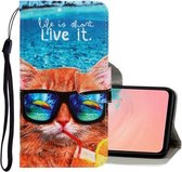 Voor Galaxy S20 Ultra 3D Gekleurde Tekening Horizontale Flip PU Lederen Case met Houder & Kaartsleuven & Portemonnee (Onderwater Kat)