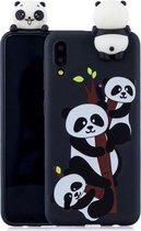 Voor Galaxy M10 schokbestendige Cartoon TPU beschermhoes (drie panda's)