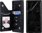 Voor Galaxy Note10 Butterfly Embossing Pattern Schokbestendige beschermhoes met houder & kaartsleuven & fotolijst (zwart)
