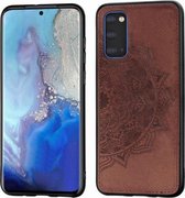 Voor Galaxy S20 Reliëf Mandala-patroon PC + TPU + stoffen telefoonhoes met draagkoord en magnetisch (bruin)