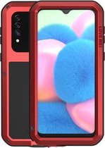 Voor Galaxy A30s LOVE MEI metalen schokbestendige waterdichte stofdichte beschermhoes (rood)