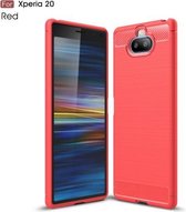 TPU-hoesje van koolstofvezel met geborstelde textuur voor Sony Xperia 20 (rood)