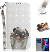 Voor iPhone 12 mini 3D Gekleurde Tekening Horizontale Leren Flip Case met Houder & Kaartsleuven & Portemonnee & Lanyard (Mopshond)