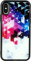 Voor iPhone XS Max Marble Series Stars Powder Dropping Epoxy TPU beschermhoes (kleurrijke plaid)