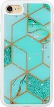 Voor iPhone 7 Plus / 8 Plus Marble Series Stars Powder Dropping Epoxy TPU beschermhoes (Emerald Plaid)