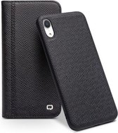 Voor iPhone XR QIALINO 2 in 1 Cross Texture Top-grain leer + PC + TPU Horizontale flip lederen tas met houder & kaartsleuven (zwart)