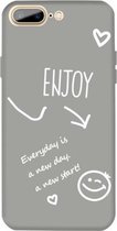 Voor iPhone 8 Plus / 7 Plus Geniet van Emoticon Hartvormig Patroon Kleurrijk Frosted TPU Telefoon Beschermhoes (Grijs)