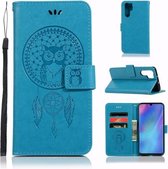 Windgong Uil Embossing Patroon Horizontale Leren Flip Case voor Huawei P30 Pro, met Houder & Kaartsleuven & Portemonnee (Blauw)