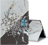 Voor Amazon Kindle Fire HD10 Gekleurde Tekening Patroon Horizontale Flip Leren Case met Houder & Kaartsleuf & Portemonnee (Zon Bloem Marmer)