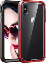 Zwart + rood voor iPhone X / XS 2 in 1 TPU + pc effen kleurencombinatie Drop