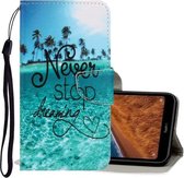 Voor Xiaomi Redmi 7A 3D Gekleurde Tekening Horizontale Flip PU Lederen Case met Houder & Kaartsleuven & Portemonnee (Blue Coconut Grove)