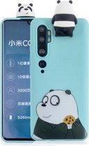 Voor Xiaomi Mi Note 10 Cartoon schokbestendige TPU beschermhoes met houder (beugel gestreepte beer)