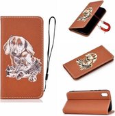 Voor Xiaomi Redmi 7A Pure Color Painting Horizontale Flip lederen tas met kaartsleuven & houder & Lanyard (hond)