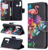 Gekleurde tekening patroon horizontaal Flip lederen hoes met houder & kaartsleuven & portemonnee voor Huawei P20 lite (2019) / nova 5i (Flamingo)