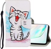 Voor Galaxy Note 10 3D Gekleurde Tekening Horizontale Flip PU Lederen Case met Houder & Kaartsleuven & Portemonnee (Rode Mond Kat)