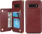 Voor Galaxy S10 + POLA TPU + PC Plating Volledige dekking Beschermhoes met houder & kaartsleuven en fotolijst (bruin)