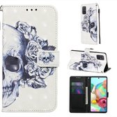 Voor Galaxy A71 3D schilderij horizontale flip lederen tas met houder & kaartsleuf & portemonnee & lanyard (schedel)