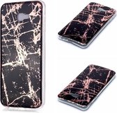 Voor Galaxy J4 + Plating Marble Pattern Soft TPU beschermhoes (zwart goud)