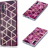Voor Galaxy Note10 + Plating Marble Pattern Soft TPU beschermhoes (paars)