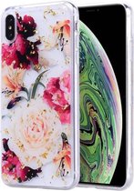 Goudfoliestijl Dropping Glue TPU zachte beschermhoes voor iPhone XS Max (bloem)