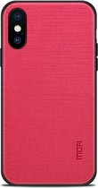 MOFI voor iPhone X Antislip Volledige dekking PC + TPU + stoffen beschermhoes aan de achterkant (magenta)