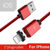 2 STUKS ESSAGER Smartphone Snel opladen en gegevensoverdracht magnetische kabel, kleur: rood iOS-kabel (1 m)