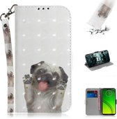 3D Schilderen Patroon Gekleurde Tekening Horizontale Flip Leren Case met Houder & Kaartsleuven & Portemonnee Voor Motorola Moto G7 Power (Pug)