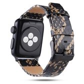 Voor Apple Watch Series 6 & SE & 5 & 4 44mm / 3 & 2 & 1 42mm Snake Skin Texture Top-grain lederen band (zwart)