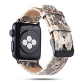 Voor Apple Watch Series 6 & SE & 5 & 4 44mm / 3 & 2 & 1 42mm Snake Skin Texture Top-grain lederen band (goud)