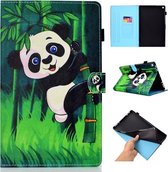 Voor Amazon Kindle Fire HD 10 Gekleurde tekening stiksels Horizontale flip lederen tas, met houder en kaartsleuven (Panda)