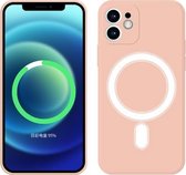 Siliconen schokbestendig Magsafe-hoesje met volledige dekking voor iPhone 11 (roze)