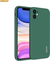 Voor iPhone 11 Pro Hat-Prince ENKAY ENK-PC064 Vloeibare siliconen Rechte rand schokbestendige beschermhoes (donkergroen)