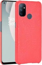 Voor OnePlus Nord N100 schokbestendige krokodiltextuur pc + PU-hoes (rood)