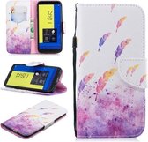 Voor Samsung Galaxy J6 (2018) (EU-versie) Gekleurd tekeningpatroon Horizontaal Flip TPU + PU lederen tas met houder & kaartsleuven & portemonnee & lanyard (aquarelveren)