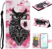 Voor Samsung Galaxy Note 10 Gekleurde Tekening Patroon Horizontale Flip TPU + PU Lederen Case met Houder & Kaartsleuven & Portemonnee & Lanyard (Uil)