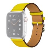 Voor Apple Watch Series 6 & SE & 5 & 4 44mm / 3 & 2 & 1 42mm vervangende lederen band horlogeband (geel)