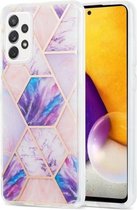 Voor Samsung Galaxy A72 5G 3D Galvaniseren marmeren patroon TPU beschermhoes (lichtpaars)