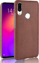 Schokbestendige krokodiltextuur pc + PU-hoes voor Meizu Note 9 (bruin)