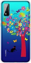 Voor Huawei P smart 2020 Gekleurd tekeningpatroon Zeer transparant TPU beschermhoes (boomkat)
