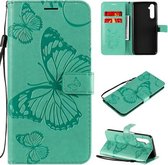 Voor OPPO Realme 6 3D-vlinders reliëfpatroon horizontale flip lederen tas met houder & kaartsleuf & portemonnee (groen)