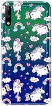 Voor Huawei Enjoy 10 schokbestendig geverfd transparant TPU beschermhoes (paard)