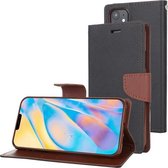 Voor iPhone 12 mini GOOSPERY FANCY DAGBOEK Cross Pattern Horizontale Flip Leather Case met Houder & Kaartsleuven & Portemonnee (Zwart Bruin)
