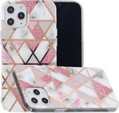 Voor iPhone 12 Pro Max Plating Marble Pattern Soft TPU beschermhoes (roze)