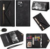 Voor iPhone 11 Skin Feel Rits Horizontale Flip Leren Case met Houder & Kaartsleuven & Fotolijst & Lanyard & Lang Touw (Zwart)