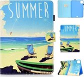 Voor iPad Air 2020 10.9 Gekleurde Tekening Stiksels Horizontale Flip Leren Case met Houder & Kaartsleuven & Slaap / Wekfunctie (Strand)